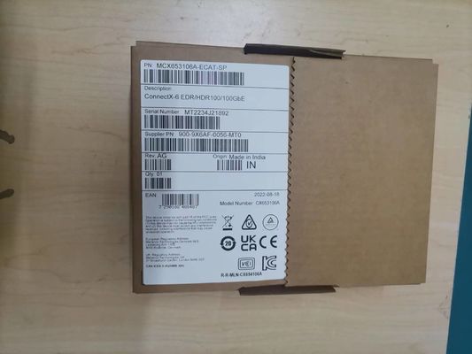 100 กรัม HDR Infiniband Mellanox 100 กรัม Nic Network Interface QSFP56 MCX653106A-ECAT