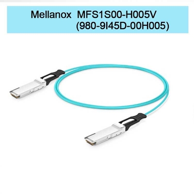 MFS1S00-H005V(980-9I45D-00H005) สายเคเบิลออปติคอลแบบแอคทีฟ Aoc สูงสุด 200Gb/s IB HDR QSFP56 5 เมตร