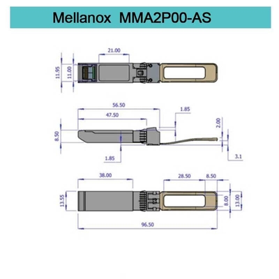 โมดูลรับส่งสัญญาณ Mellanox SFP แบบเสียบได้ MMA2P00-AS 25GbE LC-LC SR สูงสุด 100 ม.