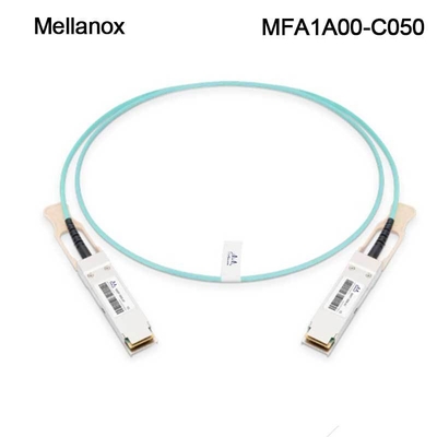 QSFP LSZH สายเคเบิลใยแก้วนำแสงแบบแอคทีฟ Mellanox AOC MFA1A00-C050 100GbE 50 ม. ใหม่และของแท้