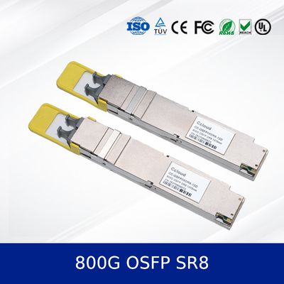โมดูลรับส่งสัญญาณออปติคัล 800G OSFP SR8 ความเร็วสูง, ใช้พลังงานต่ำ, สอดคล้องกับ MSA