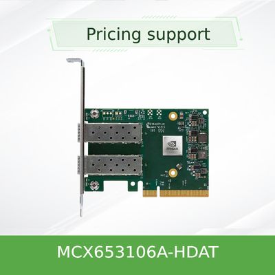 อีเธอร์เน็ตสองพอร์ต HDR 200GbE การ์ดเครือข่าย Mellanox อะแดปเตอร์ VPI MCX653106A-HDAT ConnectX 6 QSFP56