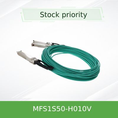 MFS1S50-H010V 200GbE ถึง 2x100GbE สายเคเบิลไฟเบอร์ออปติกที่ใช้งานอยู่ สายเคเบิล InfiniBand สายเคเบิล Mellanox AOC
