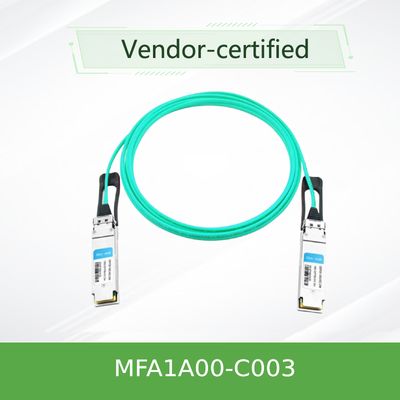 QSFP LSZH Mellanox AOC สายเคเบิลออปติคอลที่ใช้งานอยู่ MFA1A00-C003 100GbE 3 ม.