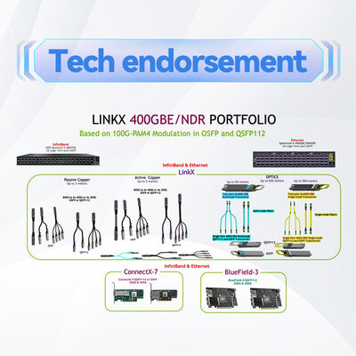 สายเคเบิลใยแก้วนำแสง NVIDIA MFP7E10-N050 50m MPO-12/APC ถึง MPO-12/APC มัลติโหมด สำหรับการเชื่อมต่อ 400G/NDR ระยะทางสูงสุด