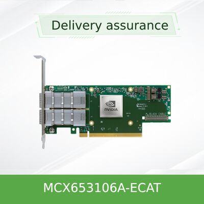 การ์ดเครือข่าย NVIDIA Mellanox ConnectX-6 MCX653106A-ECAT 100Gb/s แบบสองพอร์ต InfiniBand ที่รองรับ Ethernet