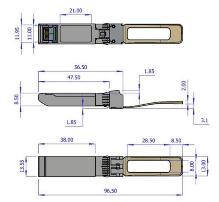 ตัวรับส่งสัญญาณออปติคัล Mellanox 40GbE DDMI QSFP+ 850nm MMA1B00-B150D MPO SR4 สูงสุด 150 ม.