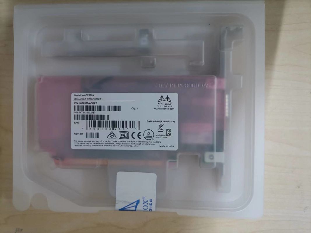 การ์ดเครือข่าย Mellanox VPI Mellanox 100gbe การ์ดอะแดปเตอร์ Nic MCX555A-ECAT ConnectX-5 EDR 100GbE