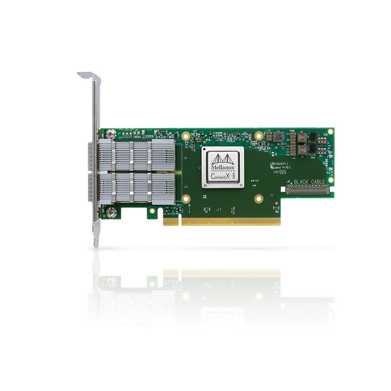 อีเธอร์เน็ตสองพอร์ต HDR 200GbE การ์ดเครือข่าย Mellanox อะแดปเตอร์ VPI MCX653106A-HDAT ConnectX 6 QSFP56