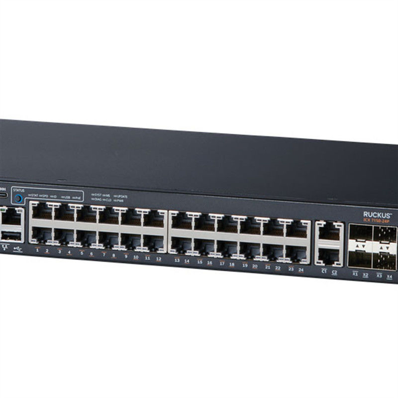 24P 4X1G สวิตช์เครือข่าย Ruckus ICX7150 10/100 / 1000Mbps RJ-45 PoE 370W