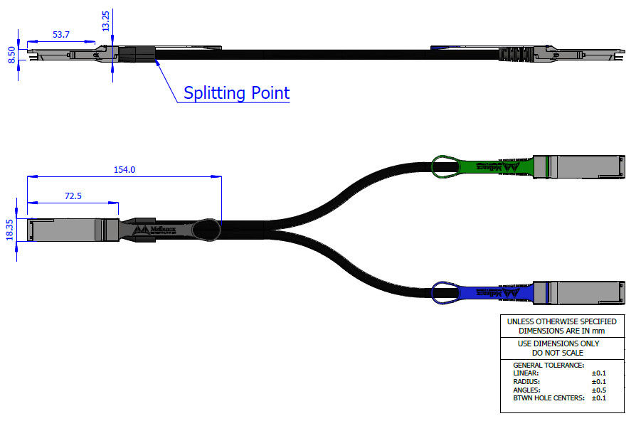 สายเคเบิล Mellanox DAC 2 ม. HDR100 ต่อสายไฟเบอร์โดยตรง MCP7H50-H002R26 MCP7H50-V0xxR QSFP56