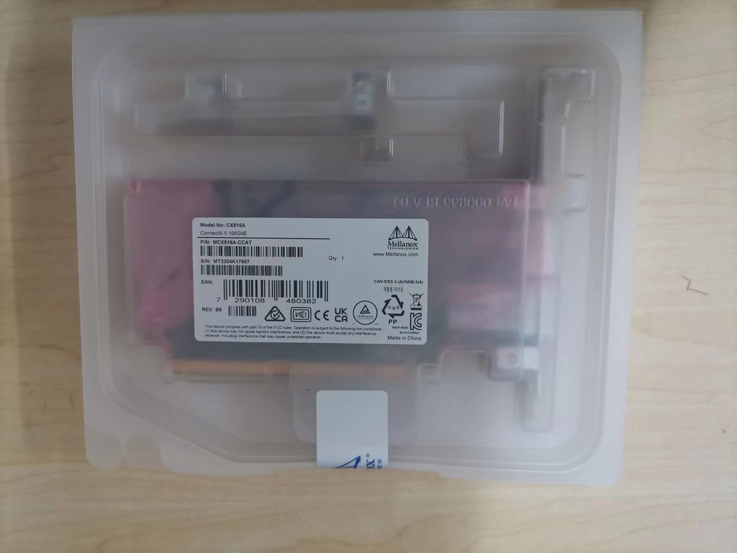 100GbE NIC การ์ดเครือข่าย Mellanox MCX516A-CCAT สองพอร์ต QSFP28 PCIe3.0x16