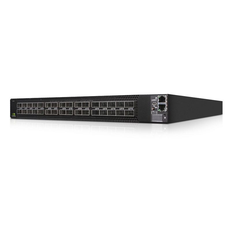 MSN3700-CS2F วัสดุสวิตช์เครือข่าย Mellanox (AC) ชุดรางการไหลของอากาศ X86 CPU P2C ความลึกมาตรฐาน