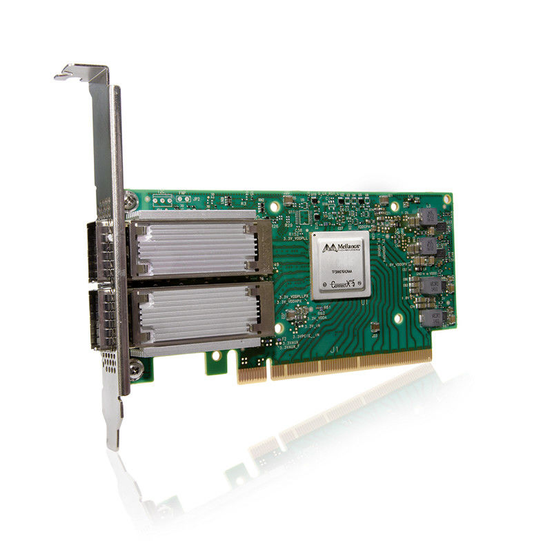 อะแดปเตอร์ ConnectX-5 Ex VPI Mellanox การ์ดเครือข่าย EDR InfiniBand และ 100GbE สองพอร์ต QSFP28 MCX556A-EDAT
