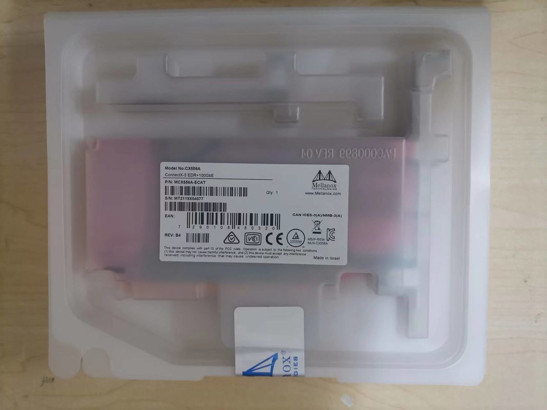 อะแดปเตอร์ ConnectX-5 Ex VPI Mellanox การ์ดเครือข่าย EDR InfiniBand และ 100GbE สองพอร์ต QSFP28 MCX556A-EDAT