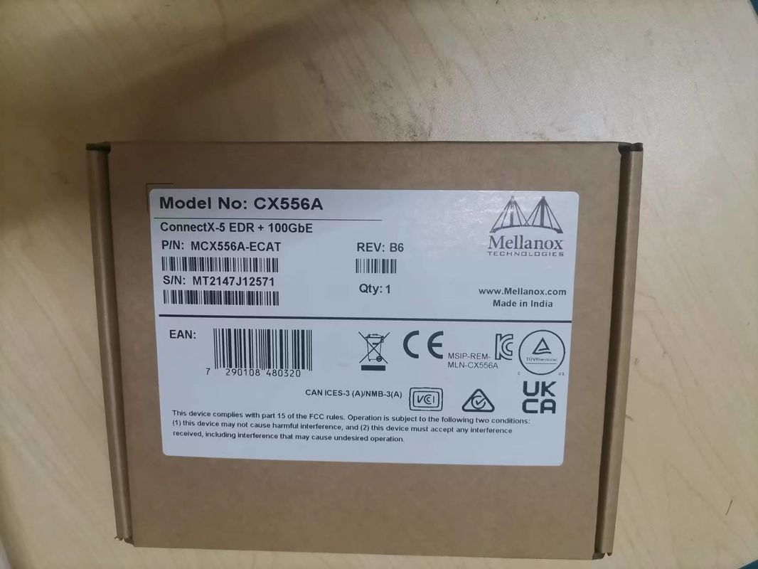 อะแดปเตอร์ ConnectX-5 Ex VPI Mellanox การ์ดเครือข่าย EDR InfiniBand และ 100GbE สองพอร์ต QSFP28 MCX556A-EDAT