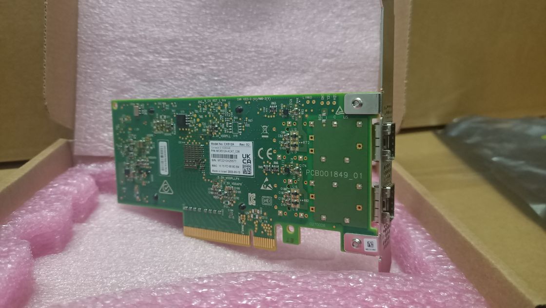 MCX512A-ACAT Mellanox Connectx 5 พอร์ตคู่ 10 25gbe Sfp28 EN การ์ดอะแดปเตอร์ PCIe 3.0 X8
