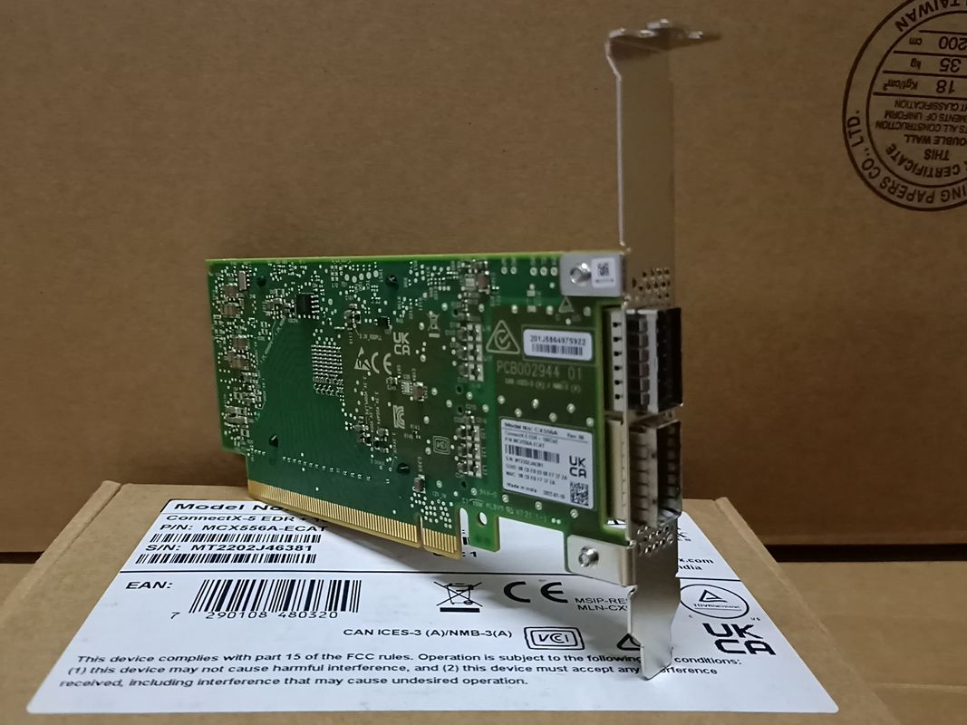 ConnectX-5 VPI Adapter Mellanox Network Card EDR IB 100GbE โพร์ตคู่ QSFP28 PCIe3.0 MCX556A-ECAT