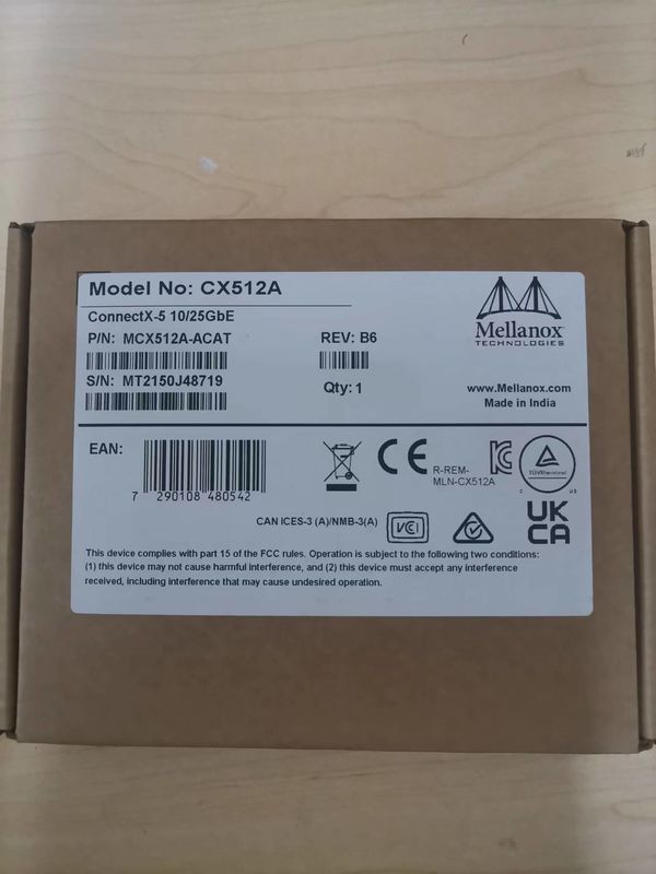 MCX512A-ACAT Mellanox ConnectX-5 EN การ์ดอินเตอร์เฟสเครือข่าย 10/25GbE Port สองสาย SFP28