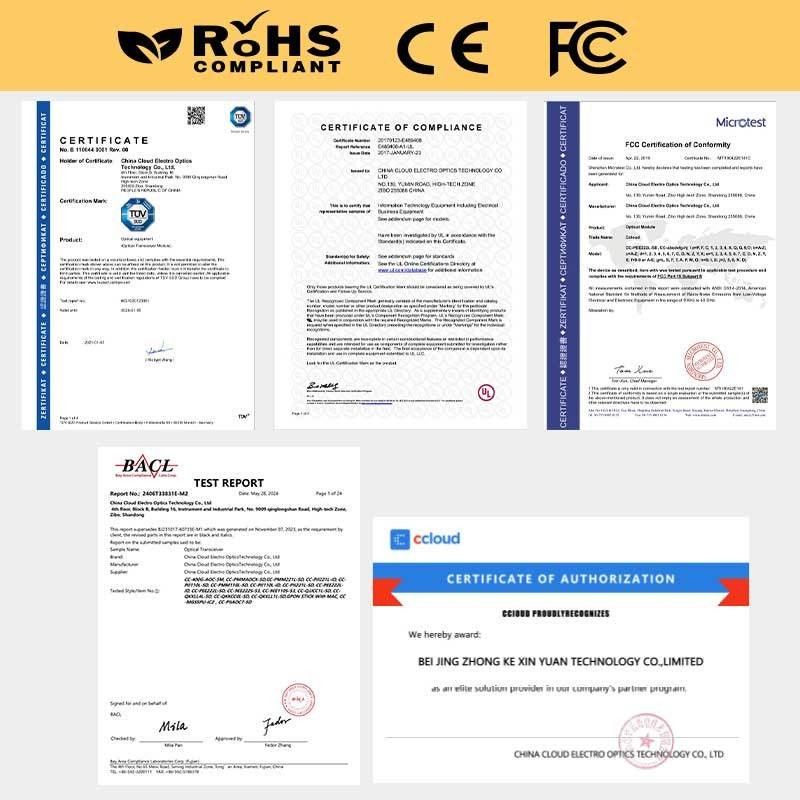 อินเตอร์เฟซการจัดการศูนย์ข้อมูล CMIS 4.0 400G เครื่องรับสัญญาณออปติกัล พร้อมสาย SMF 500m