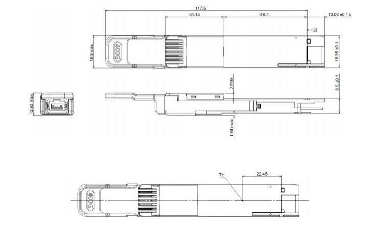 400G DR4 QSFP Hot Plug Optical Transceiver MPO 12-Interface DD MSA เครือข่ายการบริโภคที่สอดคล้อง 400Gbps Ethernet/InfiniBand