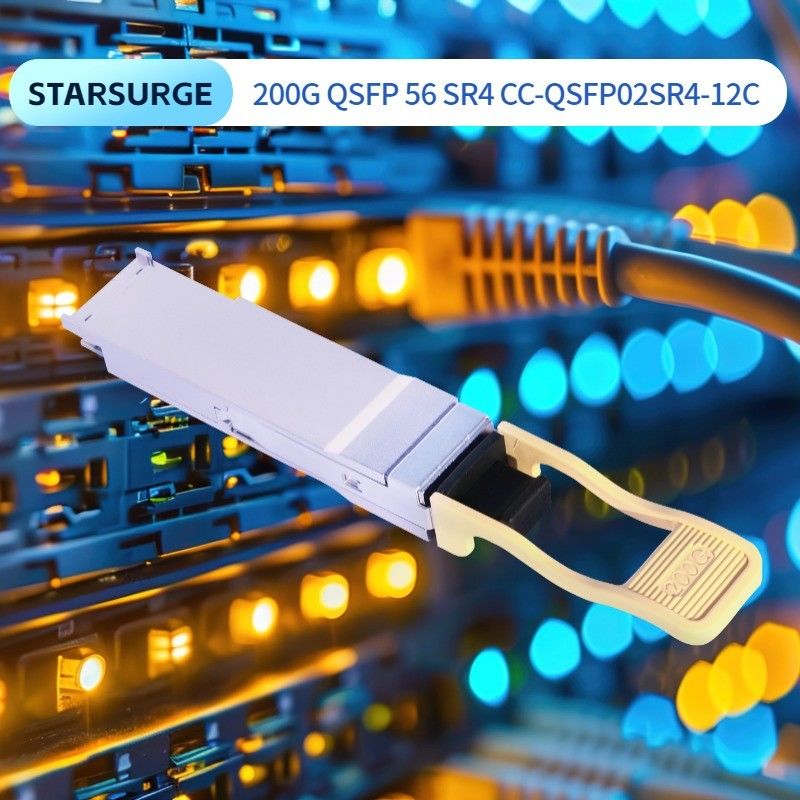 โซลูชั่นการเชื่อมต่อระหว่างศูนย์ข้อมูล 200G QSFP56 SR4 เครื่องรับออปติกส์ที่มีระยะทางการส่ง 100m บนเส้นใย OM4
