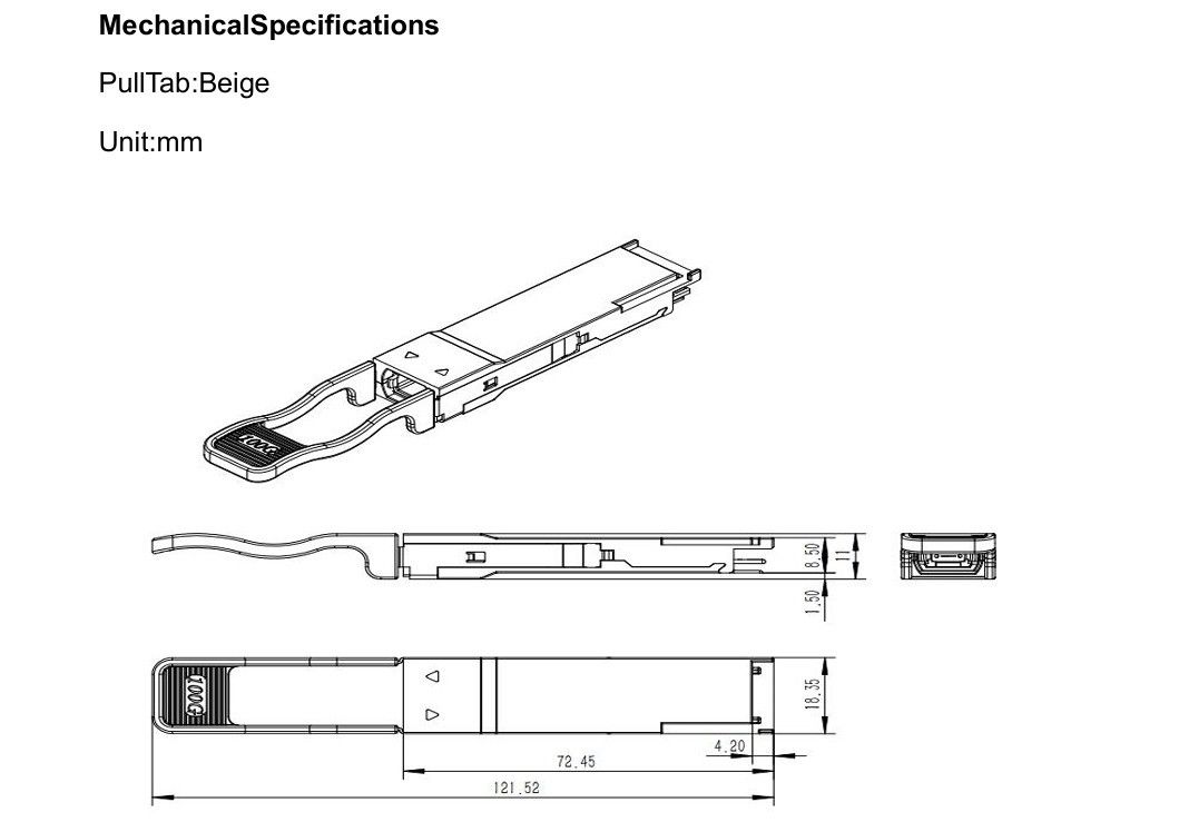 เครือข่ายอีเทอร์เน็ต 100m SR4 100G QSFP28 โมดูลเครื่องรับสัญญาณไฟเบอร์ออปติก พร้อมและเป็นความสอดคล้องกับ IEEE 802.3bm