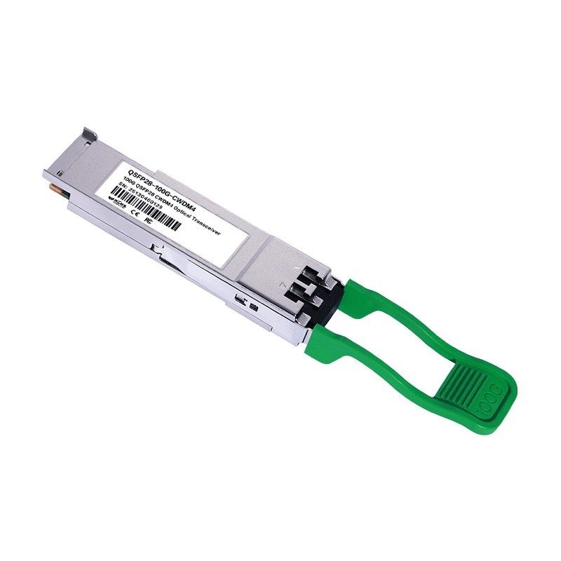 100G QSFP28 2km CWDM4 ไฟเบอร์ออปติกทรานซิสเวอร์ Ethernet พลังงานเครือข่าย ≤3.5W ขั้นต่ํารับ ≤3.5W ระยะ 2km