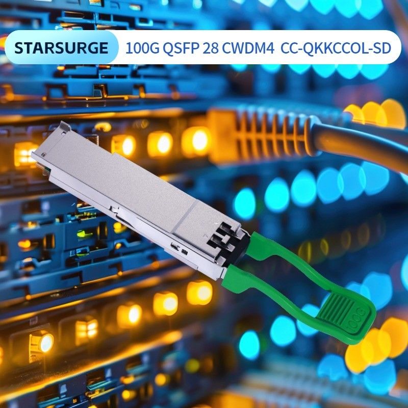 100G QSFP28 2km CWDM4 ไฟเบอร์ออปติกทรานซิสเวอร์ Ethernet พลังงานเครือข่าย ≤3.5W ขั้นต่ํารับ ≤3.5W ระยะ 2km
