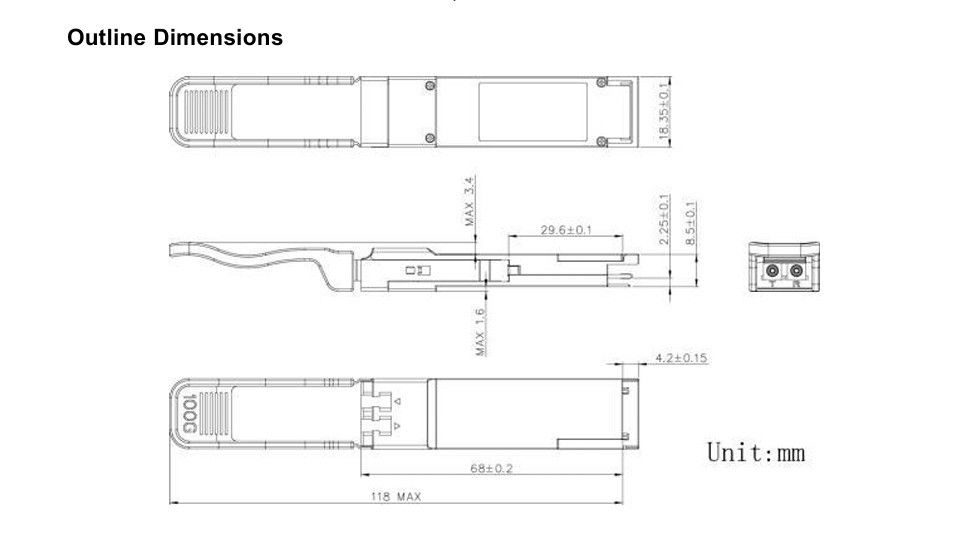 ระยะทางส่งสูงสุด 10 กิโลเมตร 100G QSFP28 LR4 Optical Transceivers Module for Data Center Connectivity Solutions
