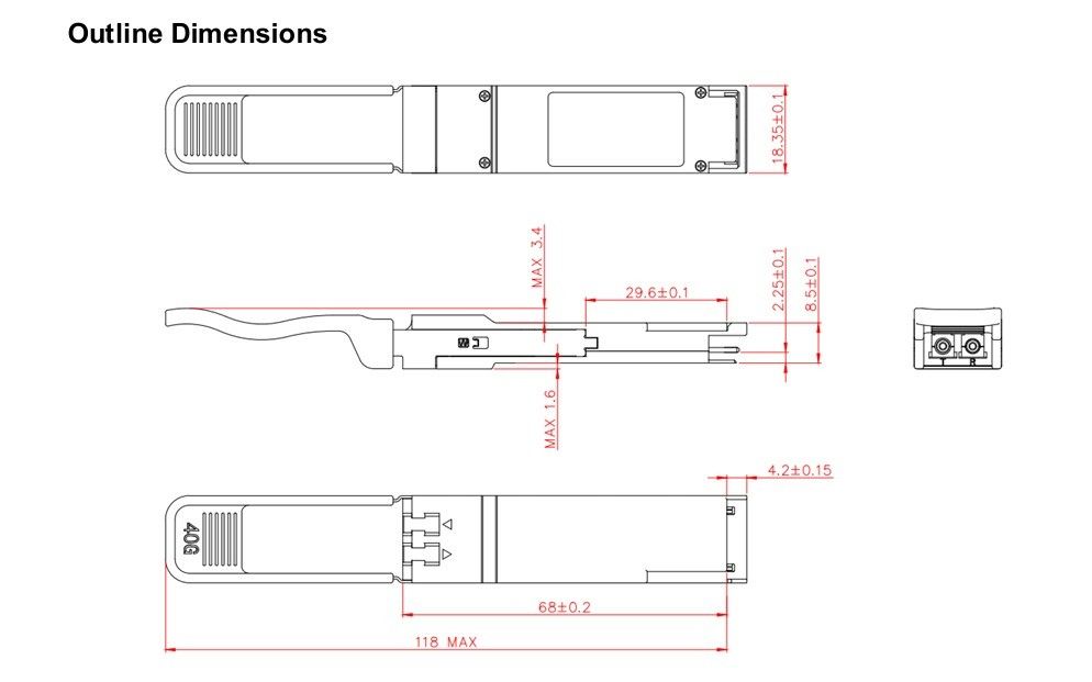 ระยะทางการส่ง 10 กม. 40 กิโลกรัม/วินาที QSFP LR4 Optical Transceiver 1277.5nm 10 กม.