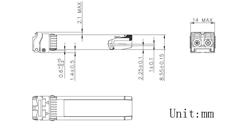โมดูลตัวรับสัญญาณ SFP 10 กิโลเมตรแบบเดียวสําหรับเครือข่ายการสื่อสารศูนย์ข้อมูล