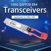 100 กรัม Qsfp28 Lr4 Er4 Zr4 เครื่องรับแสง 10km 20km 40km 60km 80km โมดูล โมดูลเดียว มัลติโมด ดับเบิลไฟเบอร์ LC/MPO