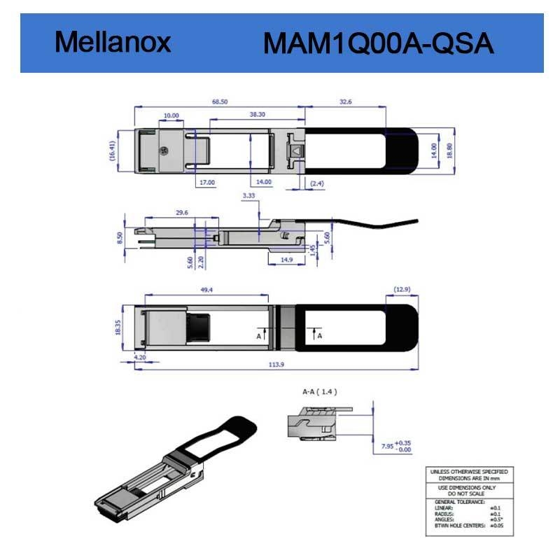 Mellnaox แบรนด์ใหม่ดั้งเดิม Mam1q00A-Qsa Nvidia Dynamix Qsa™ , Qsfp+ to SFP+ Adapter