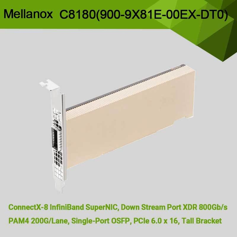 อะแดปเตอร์ Nvidia Connectx-8 C8180 (900-9X81E-00EX-DT0) Single-Cage Osfp Infiniband: 800gbs Xdr Ib
