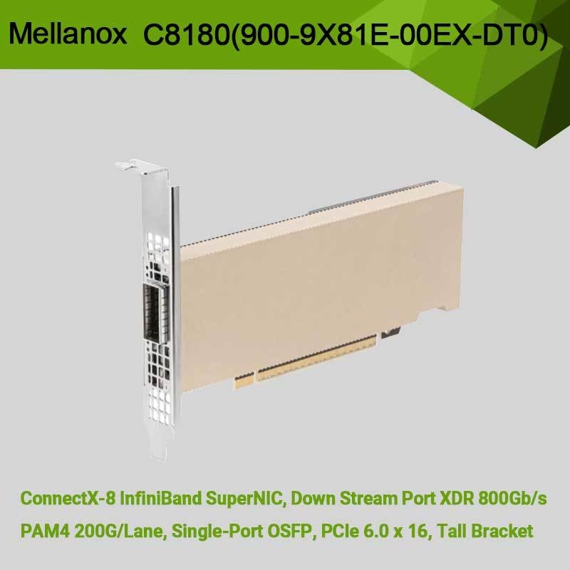 อะแดปเตอร์ Nvidia Connectx-8 C8180 (900-9X81E-00EX-DT0) Single-Cage Osfp Infiniband: 800gbs Xdr Ib