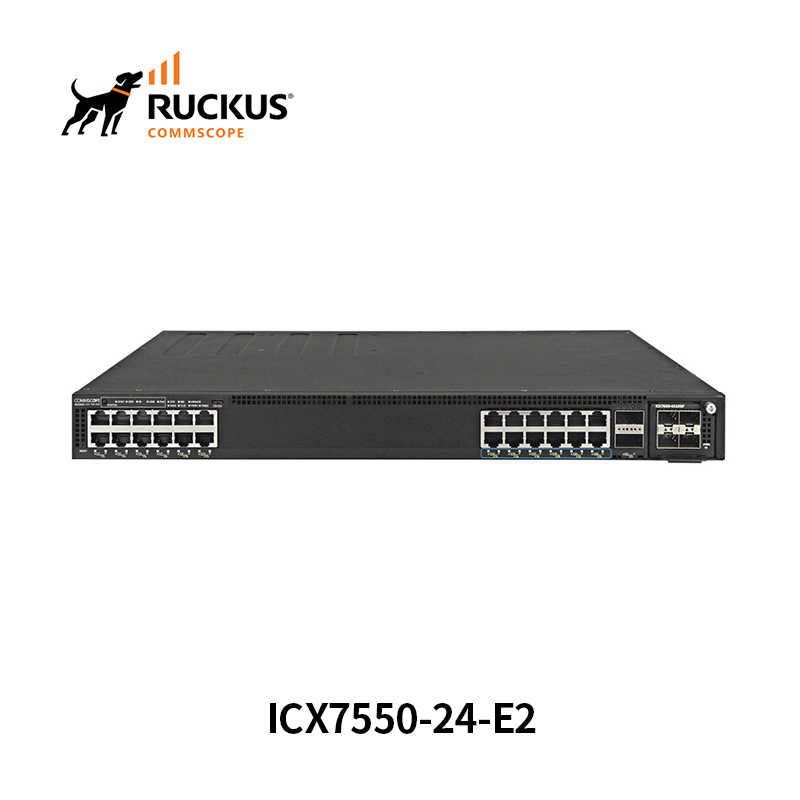 สวิตช์ Advanced Ruckus ICX7550-24-E2 พร้อม 24 พอร์ตเพื่อการเชื่อมต่อที่ราบรื่น