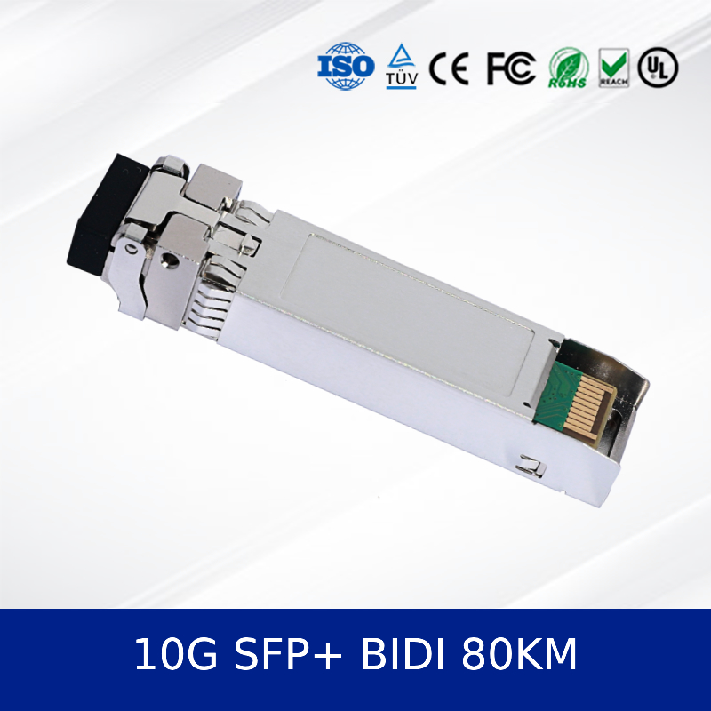 โมดูลตัวรับและส่งออฟติก Premium 10g SFP+ Bidi โมดูลไฟเบอร์ออฟติก 80km สําหรับศูนย์ข้อมูล