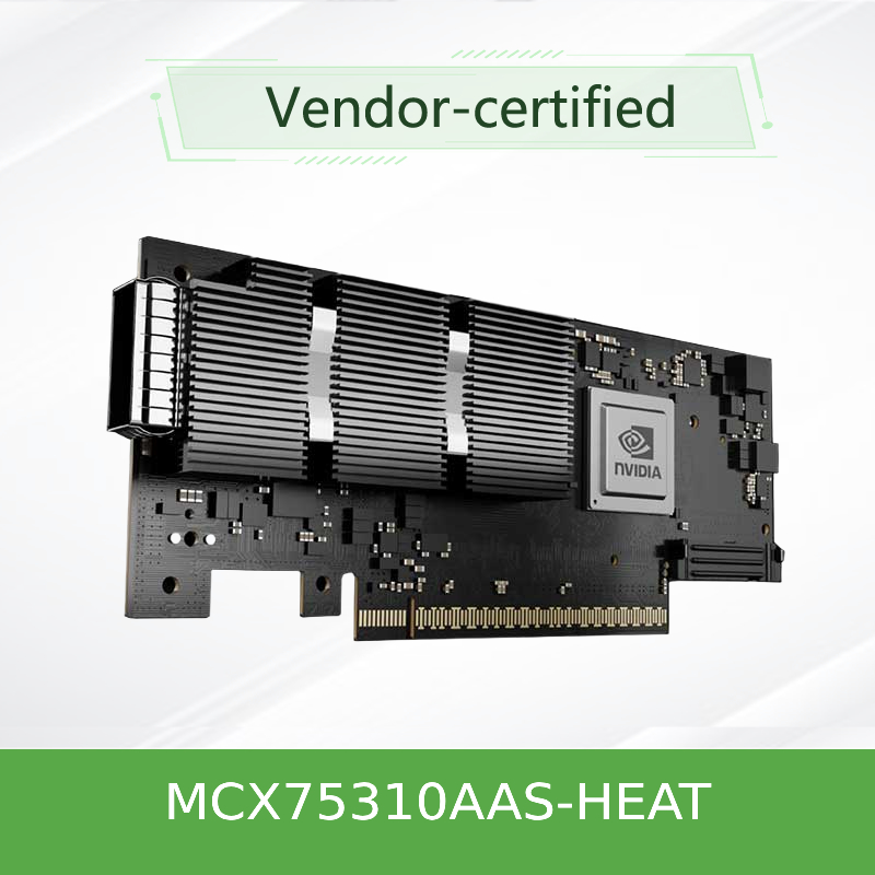 อะแดปเตอร์ NVIDIA ConnectX-7 MCX75310AAS-HEAT(900-9X766-003N-ST0) พอร์ตเดี่ยว OSFP InfiniBand: NDR200 200GB/s (ความเร็วเริ่มต้น) Ethernet: 200GbE PCIe X16 Gen 4.0/5.0