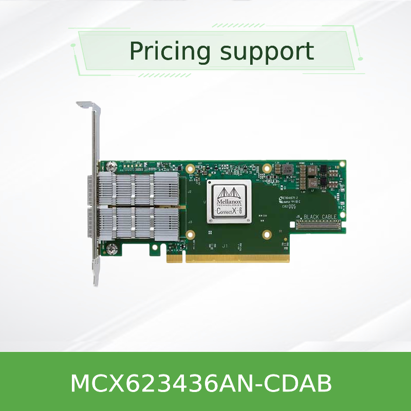 Nvidia MCX623436an-Cdab Connectx-6 Dx En แอดป์เตอร์การ์ด 100GB Ocp30, ด้วยการจัดการโฮสต์, Dual-Port Qsfp56, Pcie 4.0 X16, ไม่มี Crypto, Thumbscrew (Pull Tab)