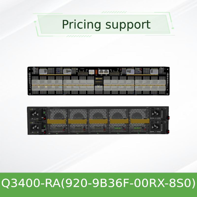 สวิตช์ Infiniband XDR แบบ Quantum-3 Q3400-RA 920-9B36F-00RX-8S0 4U 144 พอร์ต XDR ผ่าน OSFP Cages 72 ตัว 8 ชุดจ่ายไฟ