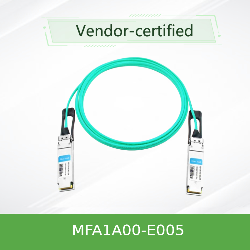 MFA1A00-E005 สายเคเบิลออปติคัลที่ใช้งานอยู่ InfiniBand EDR สูงสุด 100Gb/S สายเคเบิล Mellanox AOC ของ QSFP LSZH 5 ม.
