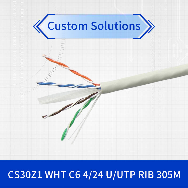 สายเคเบิลเครือข่าย Category 6 U/UTP พร้อมตัวนำแข็งขนาด 24AWG จำนวน 4 คู่ และความยาว 305 เมตร สำหรับการส่งข้อมูลความเร็วสูง