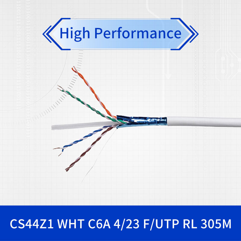 Category 6A F/UTP Shielded Network Cable with 500 MHz Bandwidth 75°C Operating Temperature and 23 AWG Solid Bare Copper
